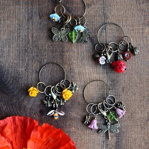 Garden Visitors Stitch Marker Sets  •  Insect Stitch Markers For Knitting • Ladybug, Butterfly, Dragonfly, Bee •  Unique Knitting Gift Idea