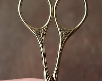 Petite Embroidery Scissors • Small Golden Sewing Scissors • Gift for Seamstress and Quilters