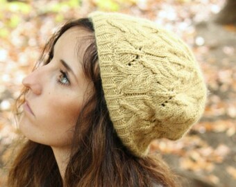 Slouchy Leaf Hat voor dames Breipatroon • Bosbodem • Tussengebreid patroon PDF