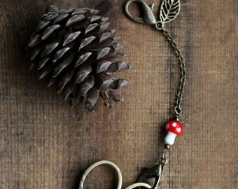 Toadstool Scissor Chain • Handmade Mushroom Quilting Accessory for Sewing Scissors • Forest Theme Crafting Gift for Grandmas