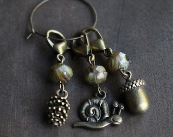 Trío de marcadores de progreso Forest Finds • Set de marcadores de progreso Woodland para tejedores • Regalo de tejido para la abuela