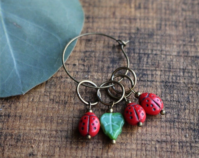 Little Ladybug Stitch Marker Set for Knitting •  Garden Inspired Stitch Markers • Unique Gift for Knitters