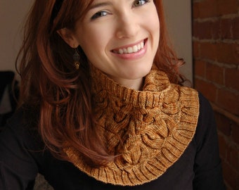 Women's Lightweight Cabled Cowl Pattern • Cream & Sugar Cowl Knitting Pattern PDF • Intermediate Knit Pattern