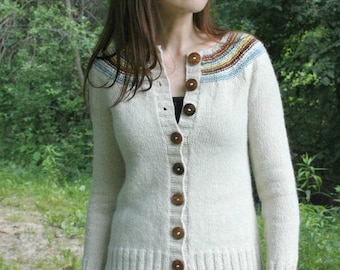 Women's Stripe Cardigan Pattern • Playful Stripes Adult Knitting Pattern PDF • Intermediate Knit Pattern