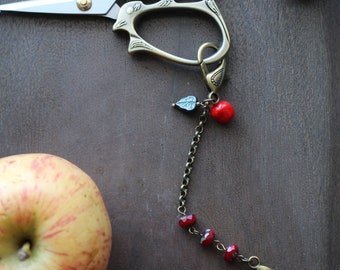 Harvest Apple Scissor Chain • Autumn Accessory for Embroidery Scissors • Handmade Sewing Gift • Unique Gift for Teachers