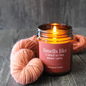 Blood Orange Candle For Knitters • 9 oz or 4 oz Amber Glass Jar • Funny Gift Idea For Knitters