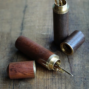 IMPERFECT SECONDS Wooden Tapestry Needle Case  •  Storage Case  •  Sandalwood Or Ebony Wood Sewing Gift •  Unique Gift for Knitters