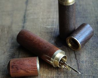 IMPERFECT SECONDS Wooden Tapestry Needle Case  •  Storage Case  •  Sandalwood Or Ebony Wood Sewing Gift •  Unique Gift for Knitters