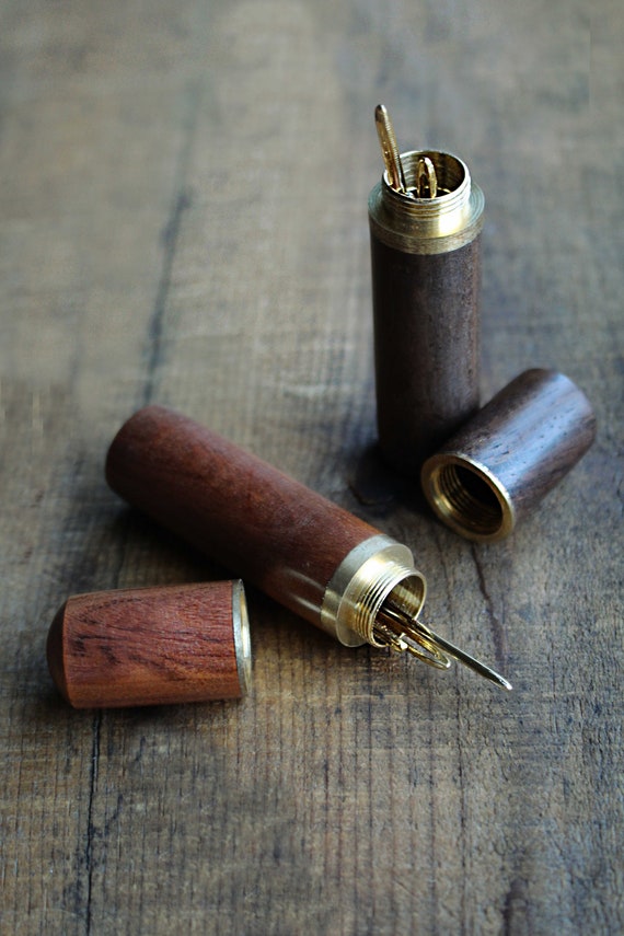 IMPERFECT SECONDS Wooden Tapestry Needle Case  •  Storage Case  •  Sandalwood Or Ebony Wood Sewing Gift •  Unique Gift for Knitters