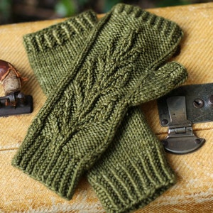 Leafy Mitts Knitting Pattern • Verdure Mitts Knitting Pattern PDF • Intermediate Knit Pattern