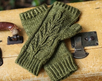 Leafy Mitts Knitting Pattern • Verdure Mitts Knitting Pattern PDF • Intermediate Knit Pattern