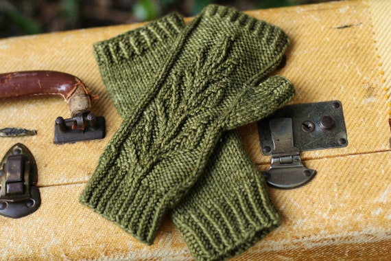 Leafy Mitts Knitting Pattern • Verdure Mitts Knitting Pattern PDF • Intermediate Knit Pattern
