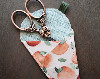 Apple Harvest Scissor Sleeve • Handsewn Case for Embroidery Scissors with Magnet and Pocket • Handmade Quilting Gift or Gift for Seamstress