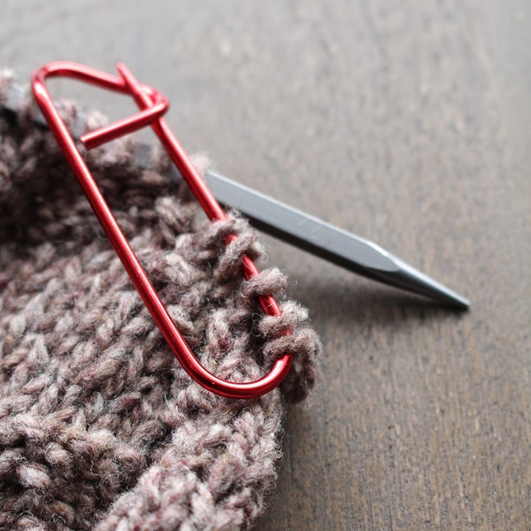 Mini Metal Stitch Holder • Knitting Tool • Lightweight Red Metal Stitch Holder For Knitting Projects