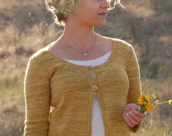 Women's Cardigan Pattern with Pockets • Wildflower Knitting Pattern PDF • Intermediate Knit Pattern