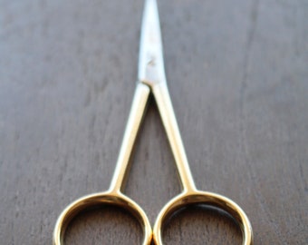 Silhouette Embroidery Scissors • Minimalist Quilting Scissors Made In Italy  • 24-Karat Gold Plated Handles