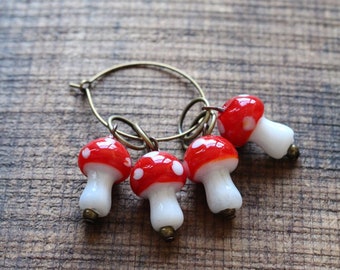 Toadstool Stitch Markers for Knitting • Woodland Stitch Markers Bundle • Cute Knitting Gift Idea