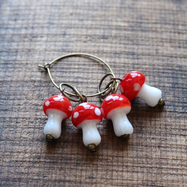 Toadstool Stitch Markers for Knitting • Woodland Stitch Markers Bundle • Cute Knitting Gift Idea