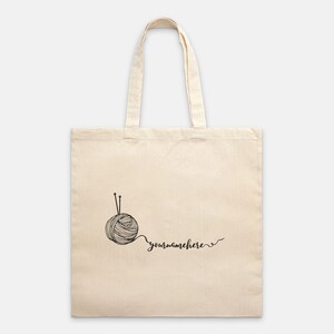Personalized Knitting Tote • Custom Name Tote For Knitter • Gift For Knitter • Craft Project Bag • Write Your Name In Yarn