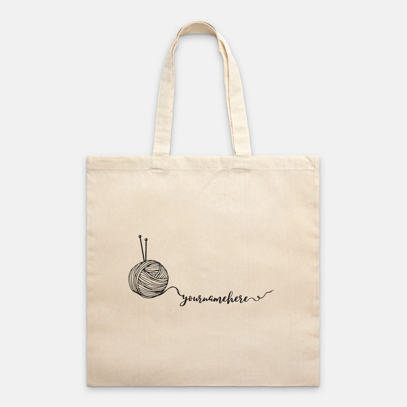 Personalized Knitting Tote • Custom Name Tote For Knitter • Gift For Knitter • Craft Project Bag • Write Your Name In Yarn