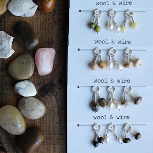 Wool & Wire / Gemstone and Pearl Mini Stitch Markers (Set of 6) • Artisan Handmade Stitch Markers • Elegant Knitting Gift