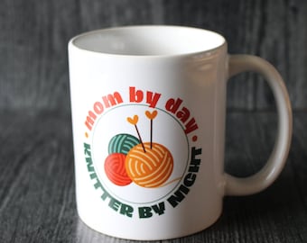 Knitting Mug • Mom By Day Knitter By Night • Gift Idea For Mom