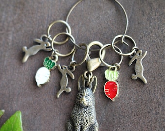 Rabbit Family Stitch Markers • Springtime Garden Knitting Accessory • Handmade Unique Bunny Knitting Gift For Mother Or Grandmother