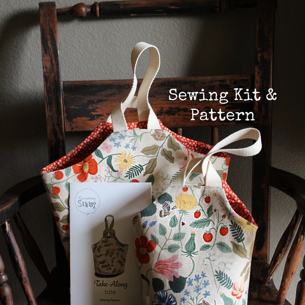 Take Along Tote Sewing DIY Kit and Pattern • Reversible Tote Bag Sewing Kit • Gift Idea For Seamstress