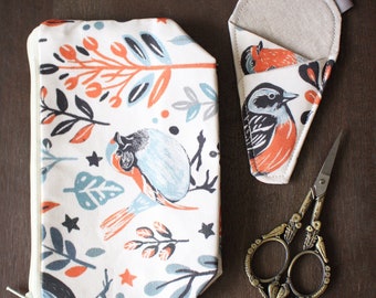 Feathered Friends Gift Set • Coordinating Bird Scissors, Scissor Sleeve, and pouch • Practical And Elegant Gift For Seamstress Or Quilter