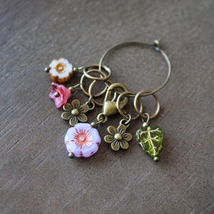 Springtime Stitch Markers • Floral Knitting Accessory • Handmade Unique Spring Knitting Gift With Flowers and Leaves