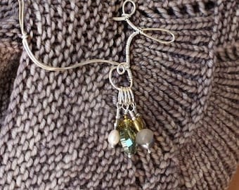 Shawl Pin for Knitters • Wool & Wire / Stitch Marker Shawl Pin • Unique Knitting Gift for Women