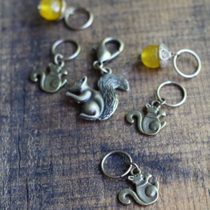 Squirrel & Acorn Stitch Markers • Woodland Inspired Knitting Accessory • Handmade Unique Forest Knitting Gift Idea For Mom