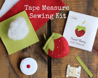 Sweet Berry Tape Measure Kit • Strawberry Tape Measure Sewing Kit • DIY Gift for Sewists