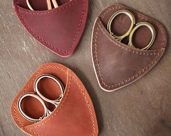 Mini Leather Scissor Keeper • Mini Scissor Protector Accessory • Gift For Crafter, Knitting, Embroidery, Quilting