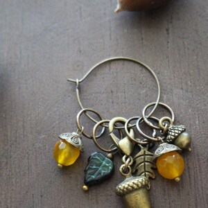 Fall Inspired Knitting Accessory • Harvest Acorn Stitch Markers • Unique Woodland Knitting Gift