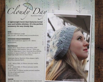 Slouchy Hat Knitting Pattern • Cloudy Day Printed Knitting Pattern • Knitting Pattern Gift