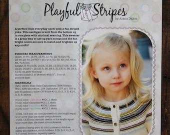 Baby Cardigan Knitting Pattern • Playful Stripes Printed Knitting Pattern • Knitting Pattern Gift