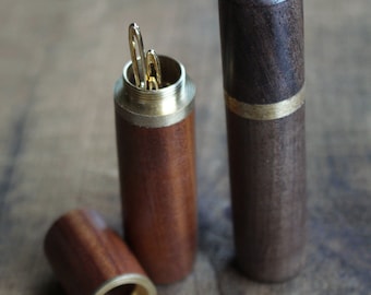 Wooden Tapestry Needle Case  •  Storage Case  •  Sandalwood Or Ebony Wood Sewing Gift • Unique Accessory for Knitters