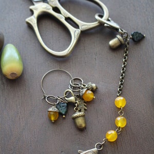 Fall Inspired Knitting Accessory • Harvest Acorn Stitch Markers • Unique Woodland Knitting Gift