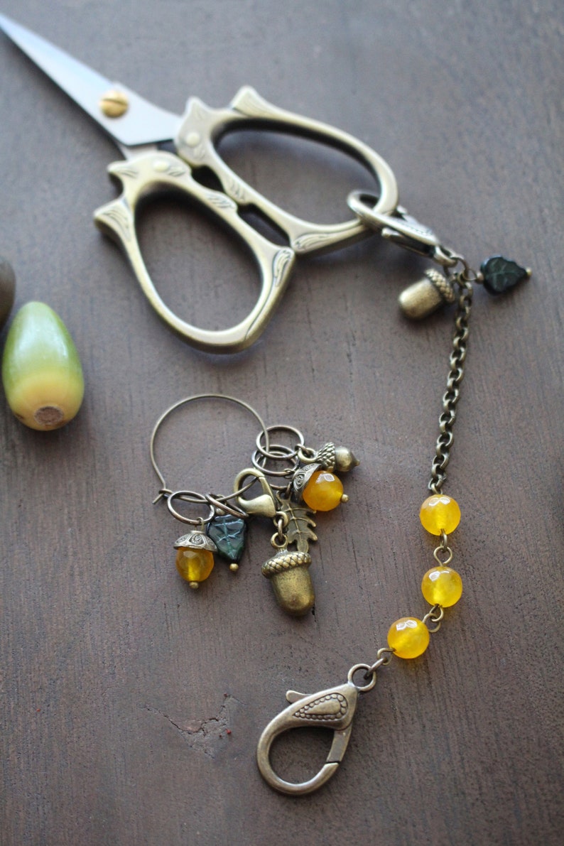 Fall Inspired Knitting Accessory • Harvest Acorn Stitch Markers • Unique Woodland Knitting Gift