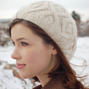 Women&#39;s Cabled Hat Knitting Pattern • Winter Trails Knitting Pattern PDF • Intermediate Knit Pattern