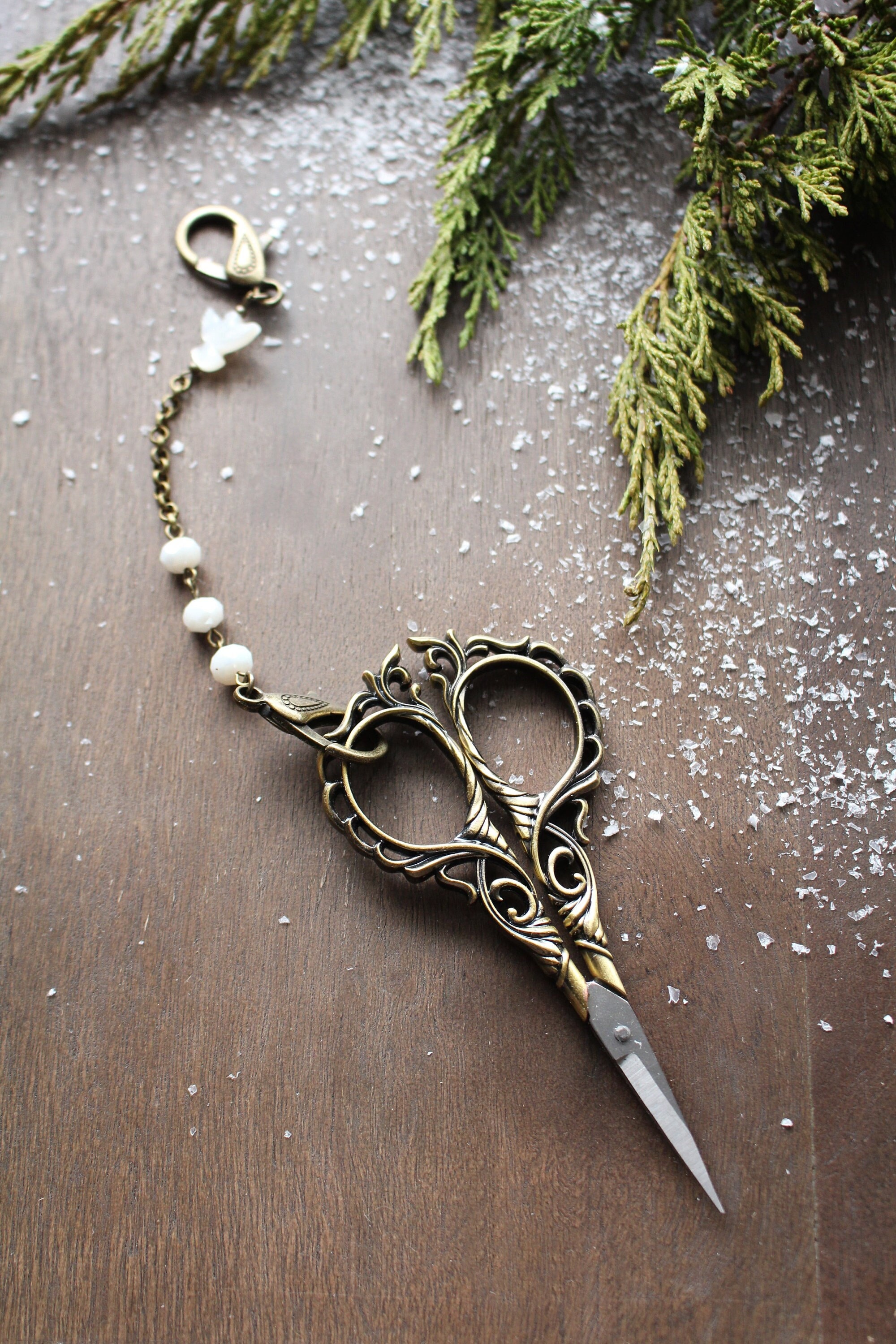 Winter Dove Scissor Chain  •  Elegant Accessory for Embroidery Scissors  •  Handmade Sewing Gift  • Unique Gift for Knitters