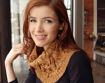 Women's Lightweight Cabled Cowl Pattern • Cream & Sugar Cowl Knitting Pattern PDF • Intermediate Knit Pattern