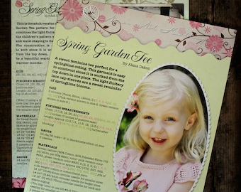 Patrón de punto de camisa • Paquete de patrones de punto de camiseta Spring Garden / Adulto y niño • Regalo de patrón de punto