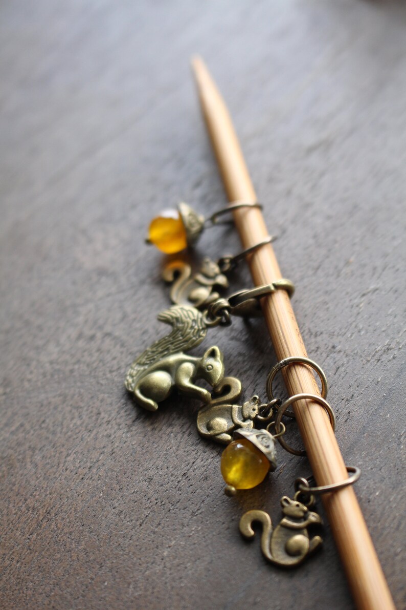 Squirrel & Acorn Stitch Markers • Woodland Inspired Knitting Accessory • Handmade Unique Forest Knitting Gift Idea For Mom