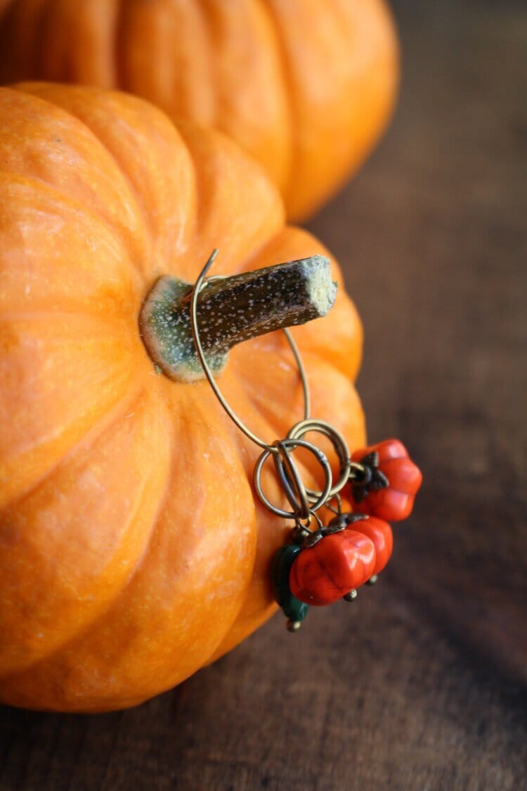 Pumpkin Stitch Markers for Knitting • Fall Inspired Stitch Markers •  Unique Knitting Gift