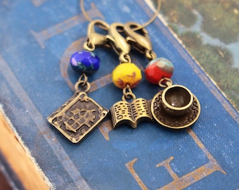 Reading Hour Progress Keeper Set • Knitting Accessory Trio For Book Lovers •  Unique Knitting Gift
