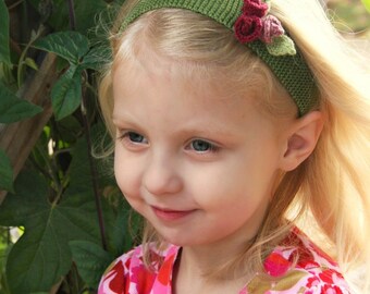 Modello lavorato a maglia per fascia per bambini • Le rose sono rosse Modello lavorato a maglia PDF • Modello lavorato a maglia intermedio