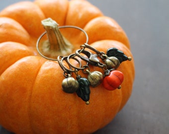 Fall Inspired Knitting Accessory • Harvest Pumpkin Stitch Markers • Unique Knitting Gift
