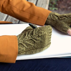 Leafy Mitts Knitting Pattern • Verdure Mitts Knitting Pattern PDF • Intermediate Knit Pattern